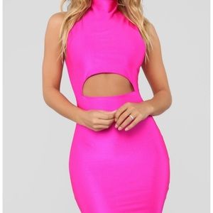 Neon pink mini dress